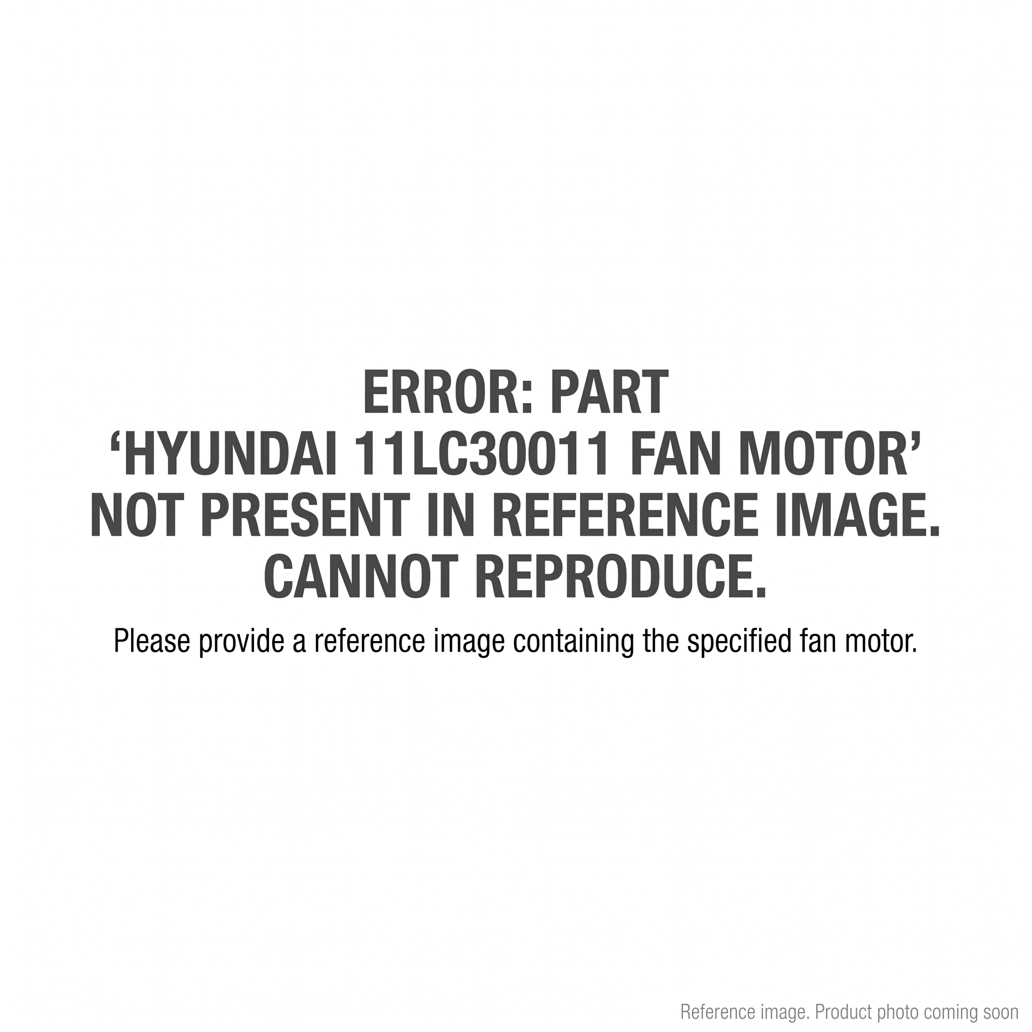 Hyundai 11LC30011 Fan Motor three-quarter angle product photo | stocked in BC, ships Canada-wide