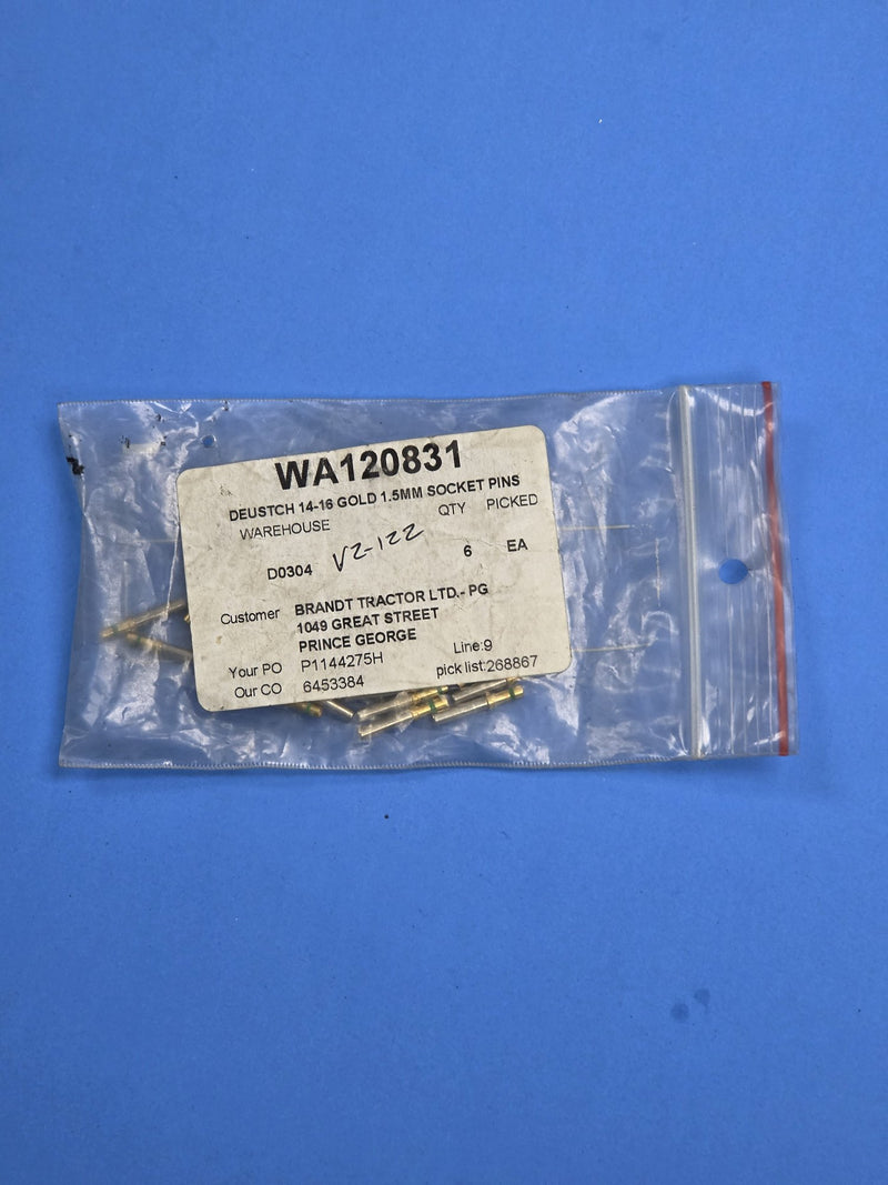 Bag of Waratah WA120831 gold Deutsch socket pins on the shelf at AIM Rentals Prince George