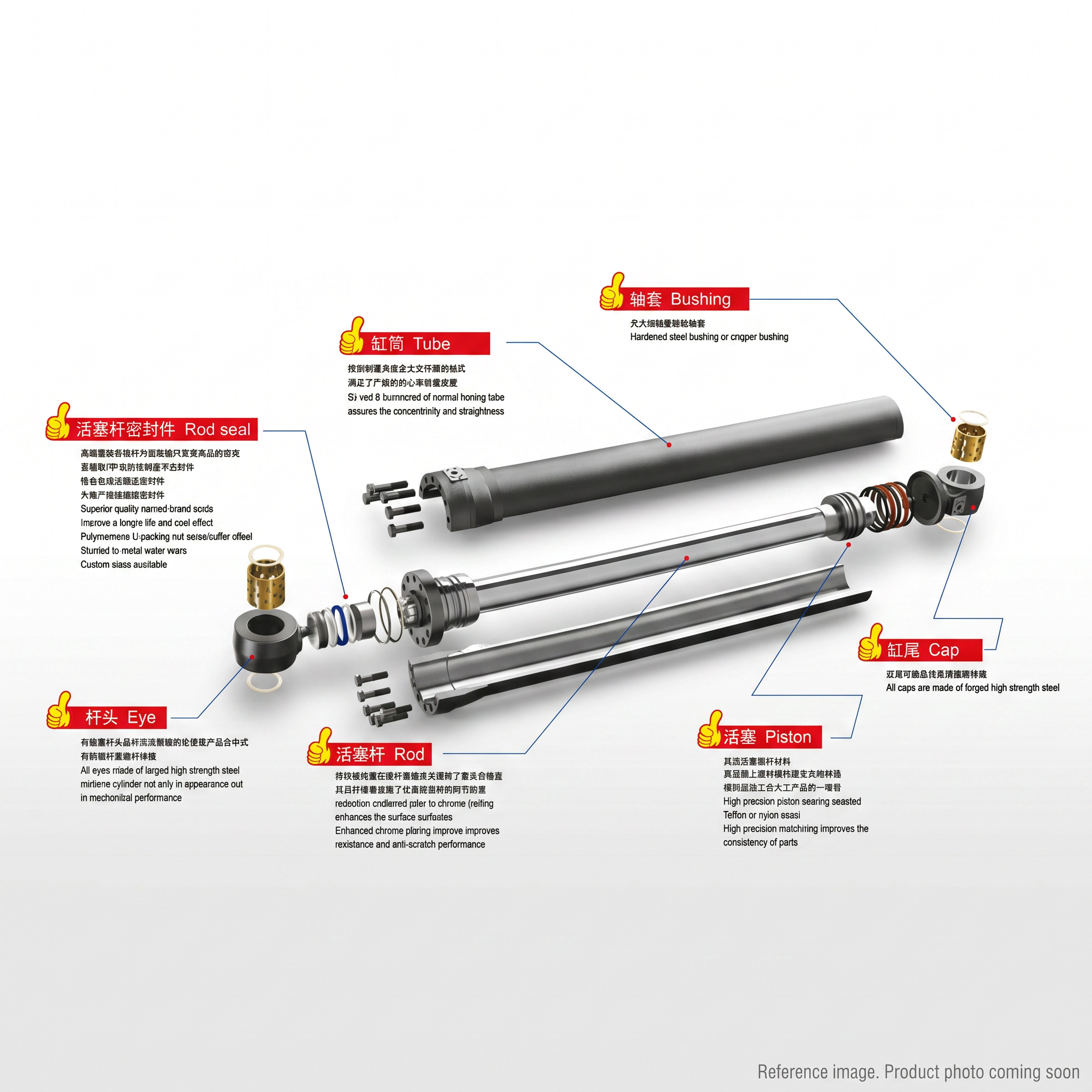 Hyundai 310201050 Cylinder / Boom / Arm Component alternate angle product photo | stocked in BC, ships Canada-wide