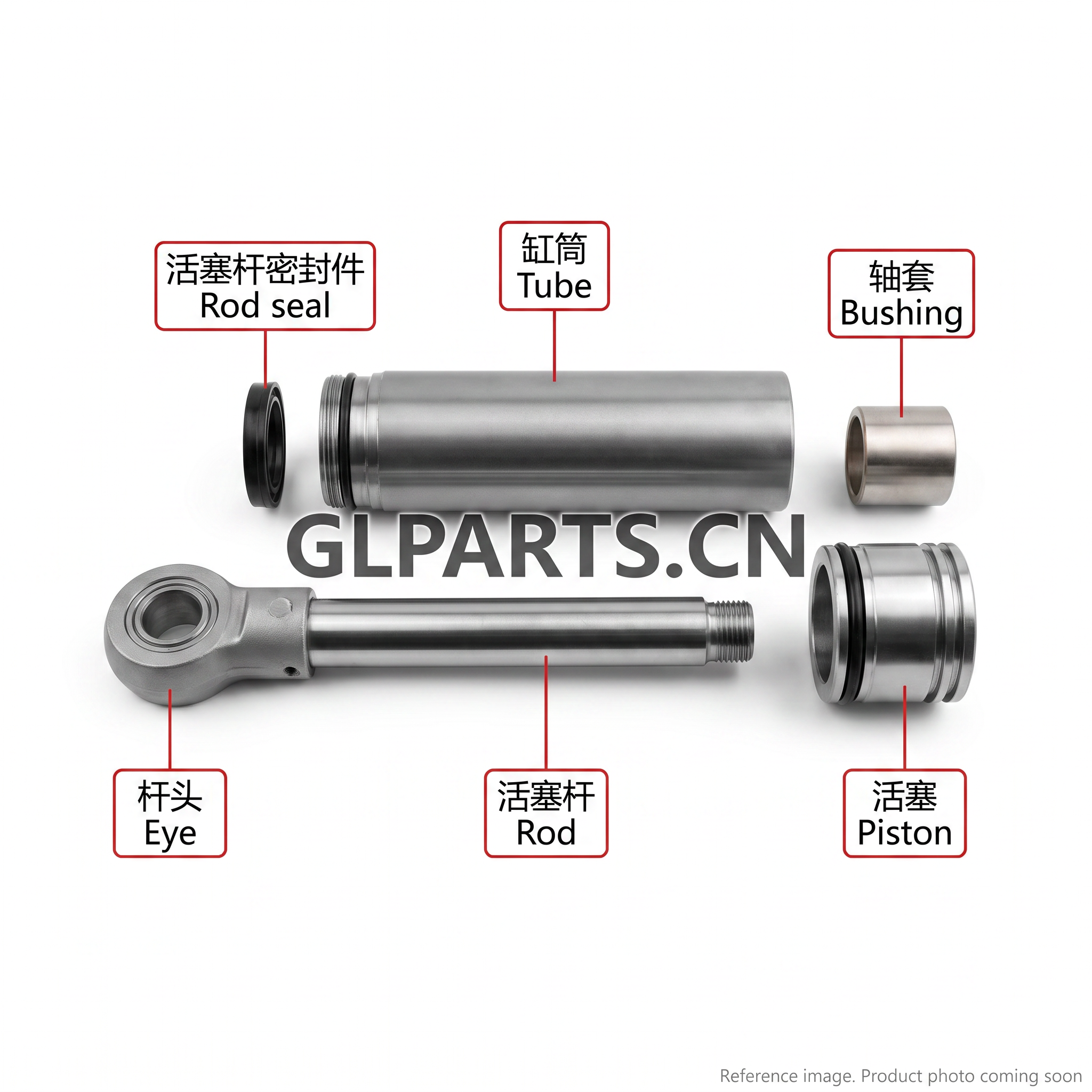Hyundai 310203292 Cylinder / Boom / Arm Component three-quarter angle product photo | stocked in BC, ships Canada-wide