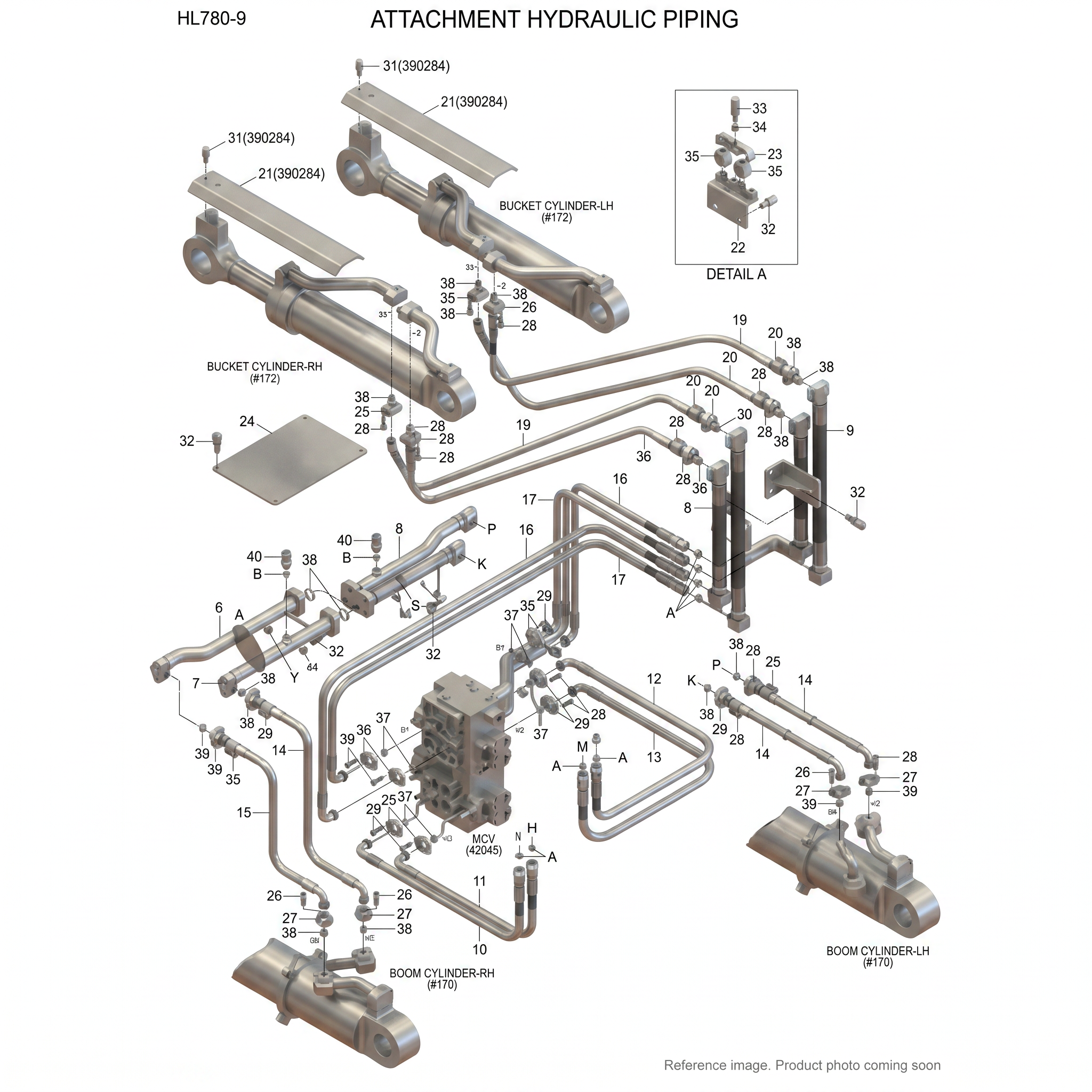 Hyundai 31LQ90043 Hydraulic Pipe three-quarter angle product photo | stocked in BC, ships Canada-wide