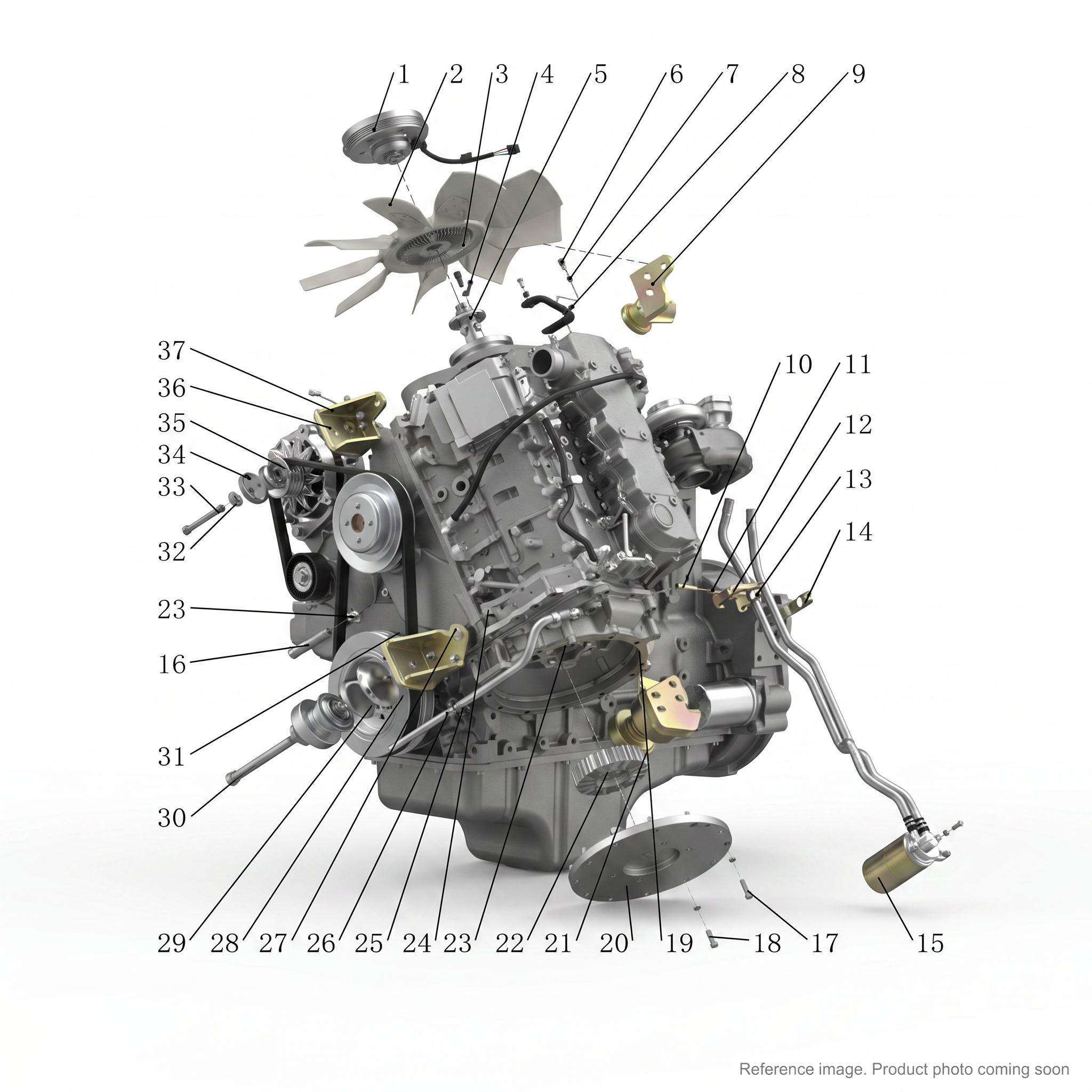 XCMG 382300107 Engine Component three-quarter angle product photo | stocked in BC, ships Canada-wide