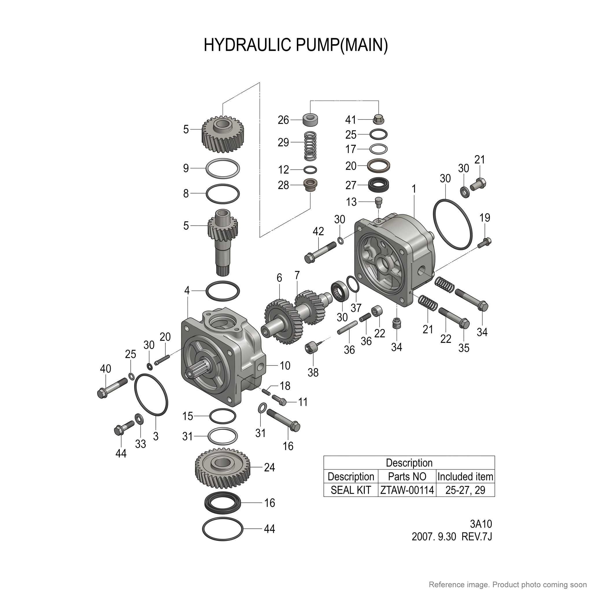 Hyundai HCE 39Q611150 Hydraulic Pump Parts alternate angle product photo | stocked in BC, ships Canada-wide