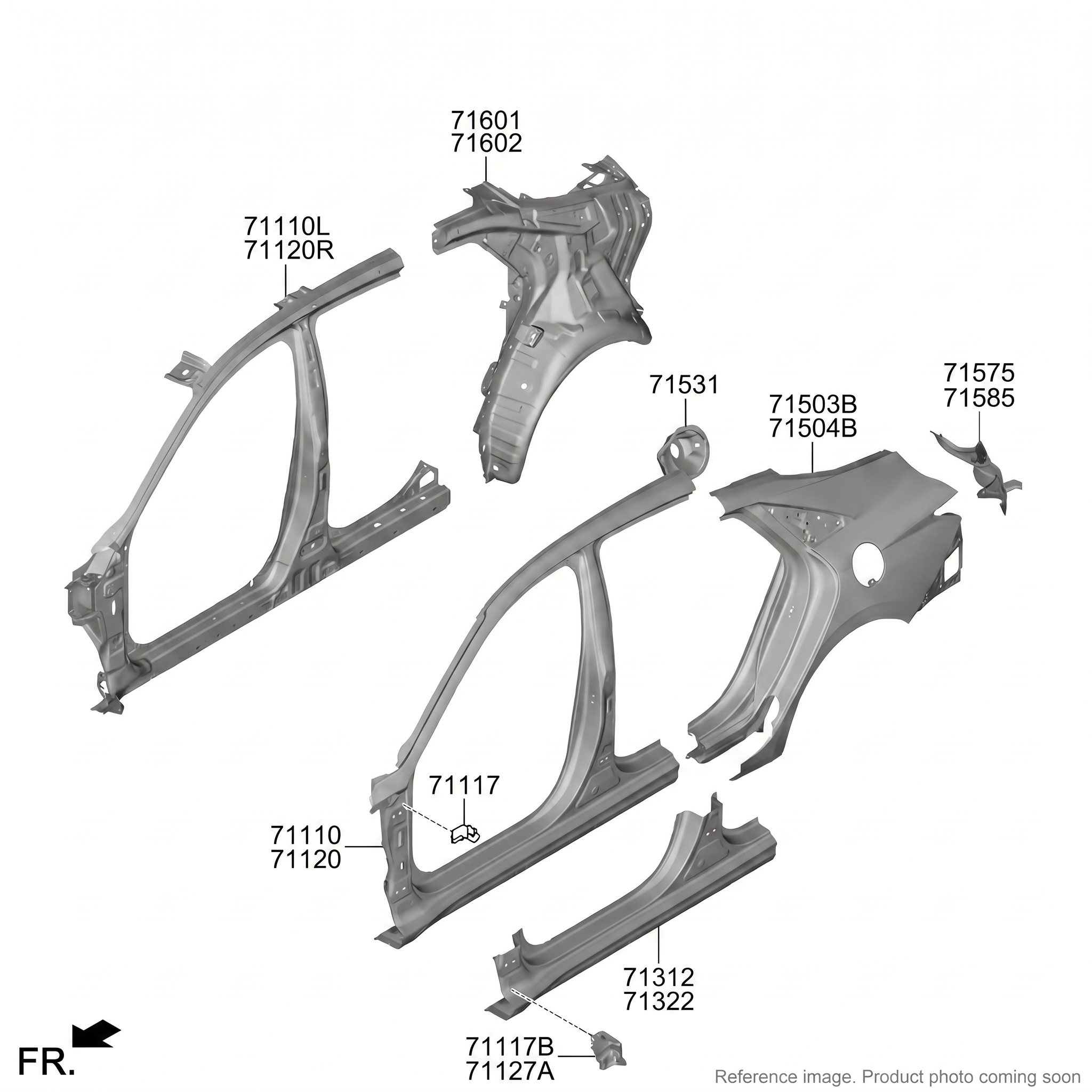 Hyundai 71LB80220 Body Panels alternate angle product photo | stocked in BC, ships Canada-wide