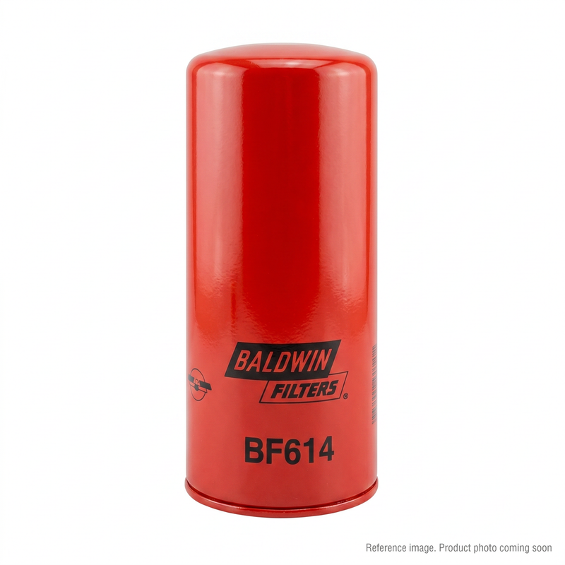Genuine Baldwin BF614 fuel spin-on filter 1-14 thread 15 micron CAT 1R-0712, stocked Prince George BC