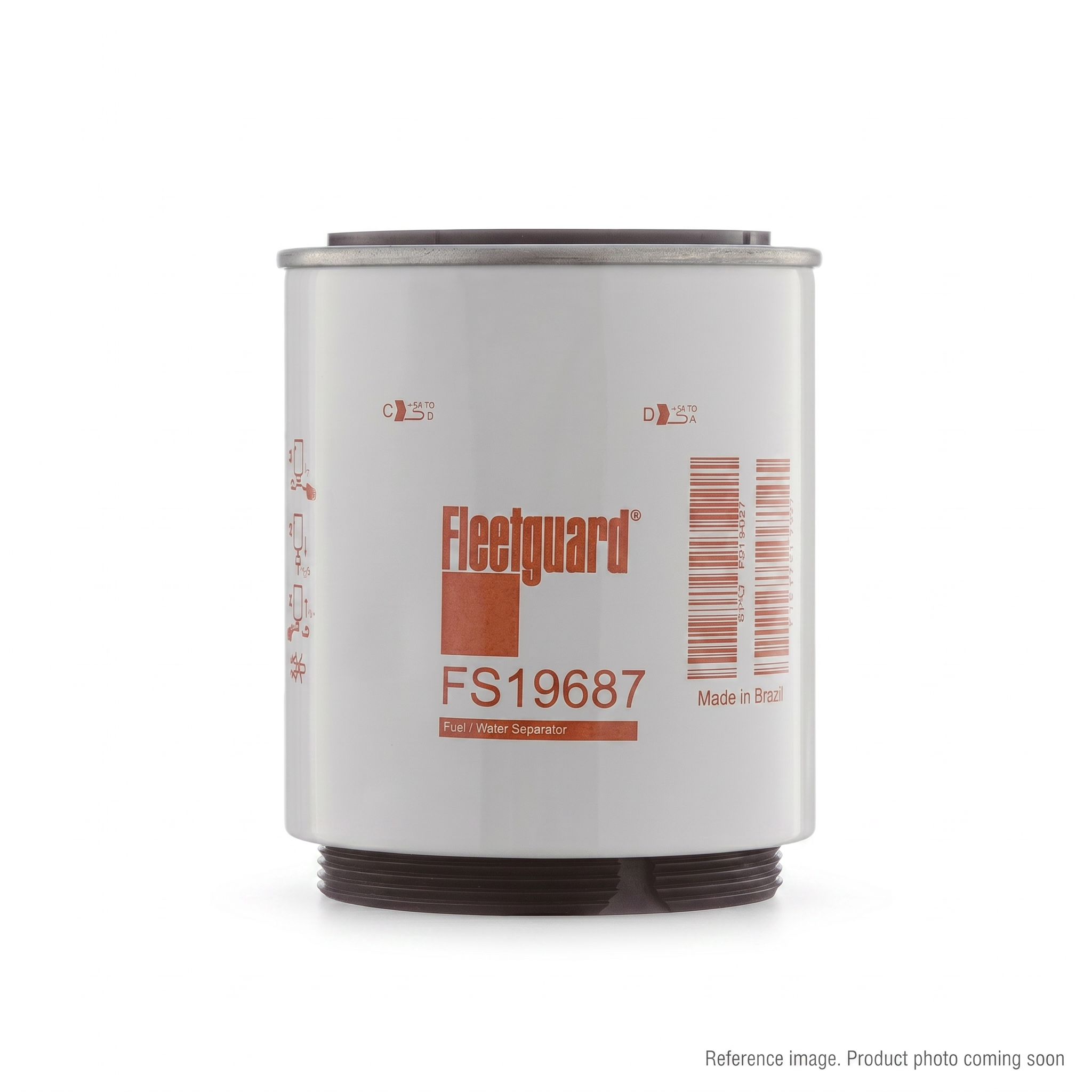 Fleetguard FS19687 Fuel Water Separator three-quarter angle product photo | stocked in BC, ships Canada-wide