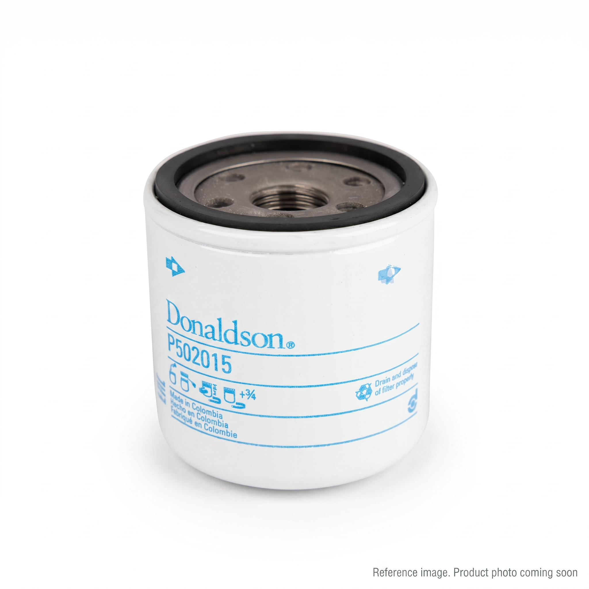 Donaldson P502015 Lube Filter, Spin-On Full Flow three-quarter angle product photo | stocked in BC, ships Canada-wide