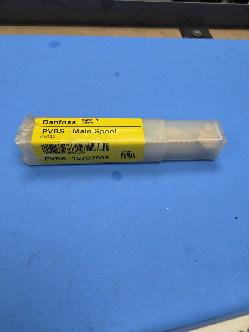 Genuine Danfoss 157B7006 PVBS main spool for PVG32 in its yellow labelled tube on a Prince George BC shelf