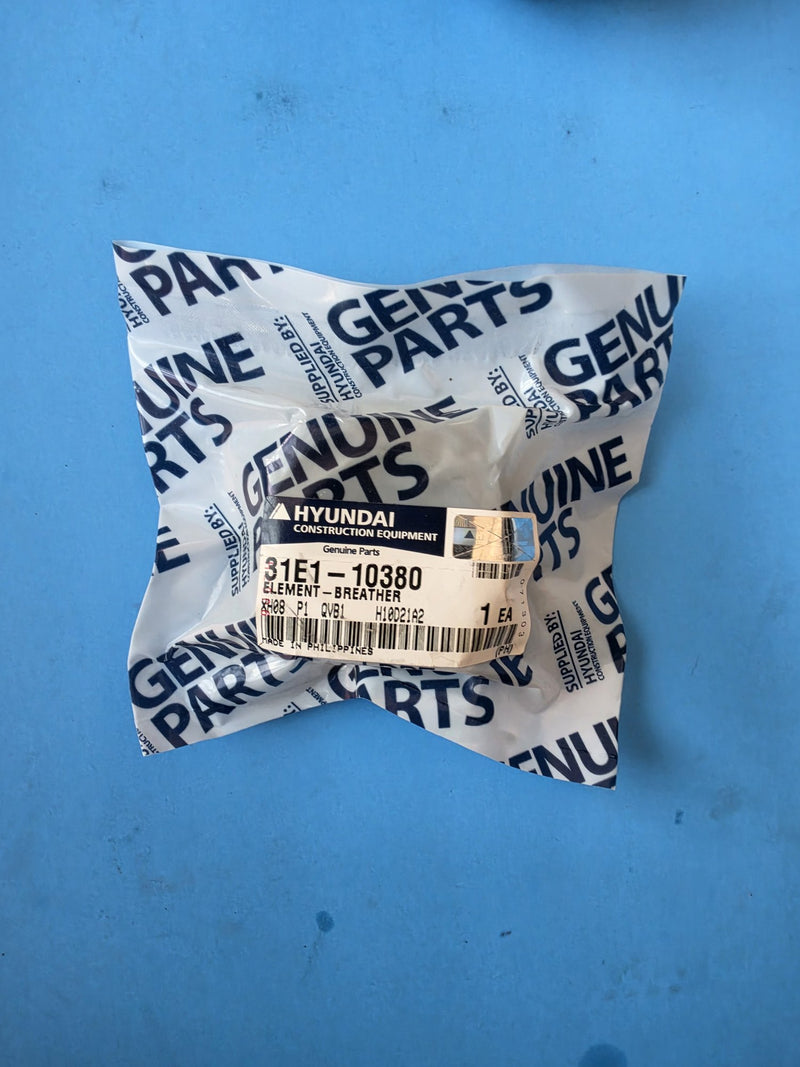 Genuine Hyundai Construction Equipment 31E1-10380 breather element in the original genuine parts bag, made in the Philippines