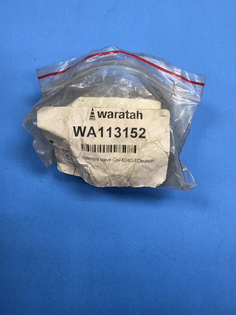 Waratah label WA113152 Solenoid Valve Coil 624C-E Deutsch at AIM Rentals Prince George