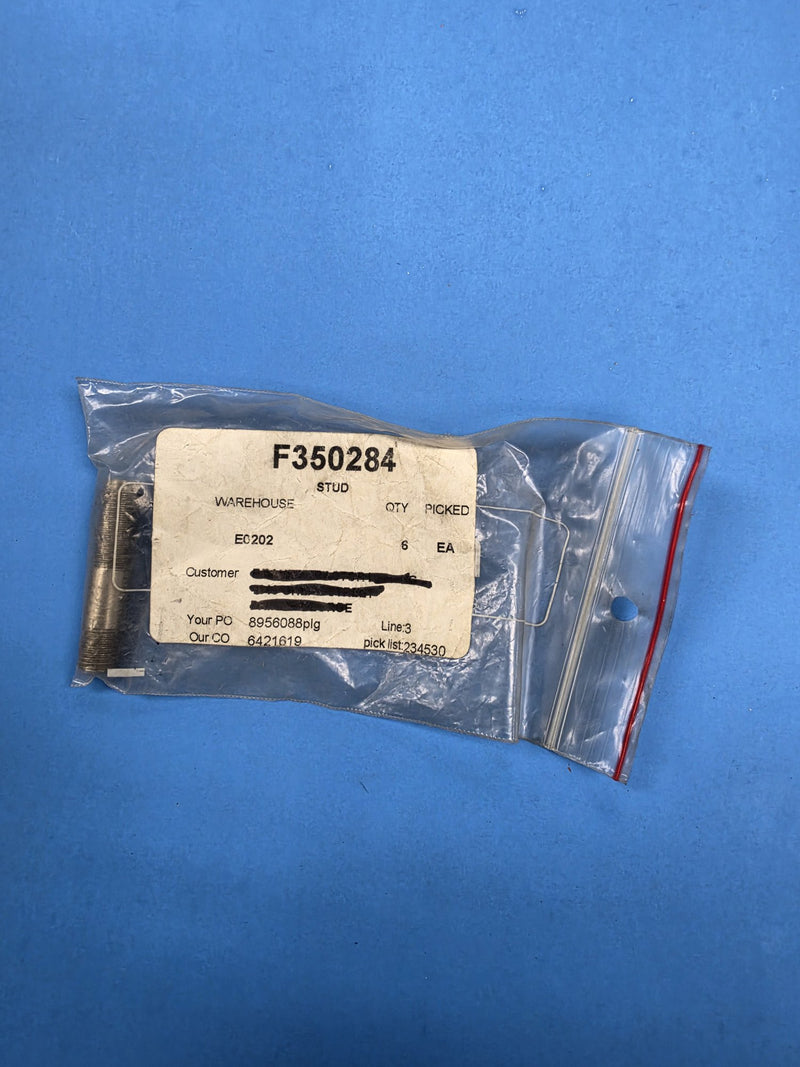 Pick ticket F350284 STUD showing six each at AIM Rentals Prince George