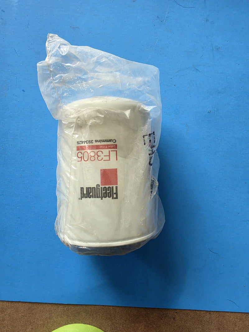 Genuine Fleetguard LF3805 lube filter still in its factory bag with Cummins 3934429 printed on the can, photographed in Prince George BC