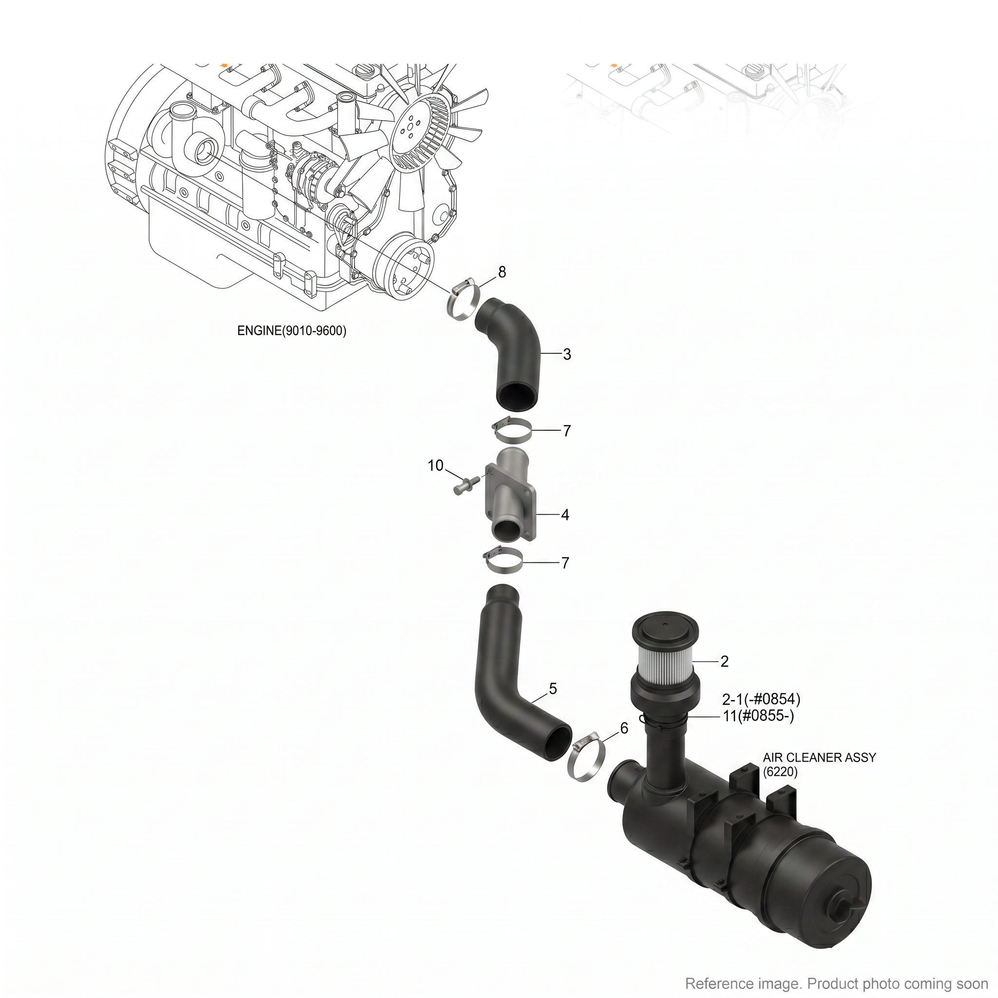 Hyundai 11NA20010 Hoses alternate angle product photo | stocked in BC, ships Canada-wide