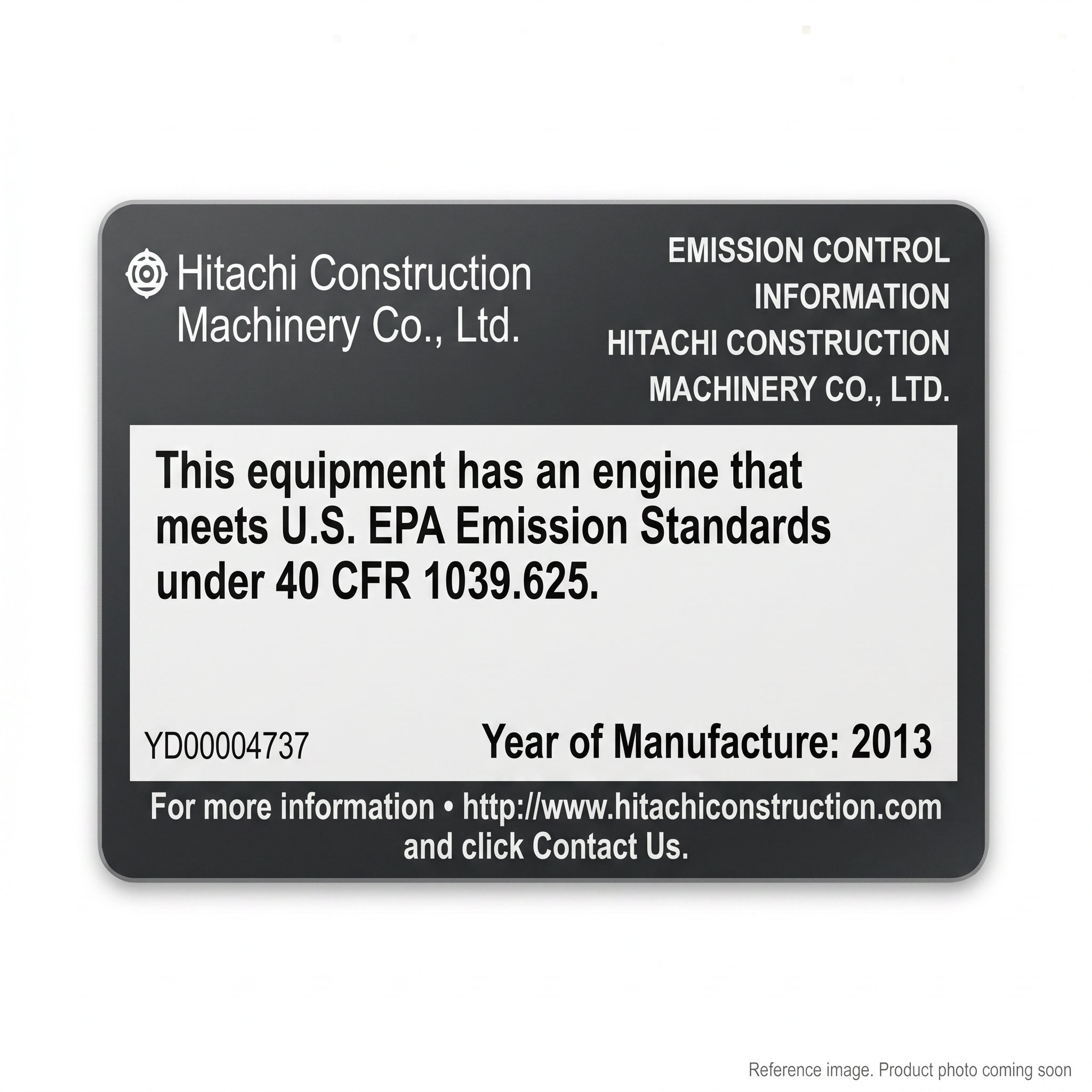 Hitachi 2015553 Name Plate Caution For Bucket three-quarter angle product photo | stocked in BC, ships Canada-wide