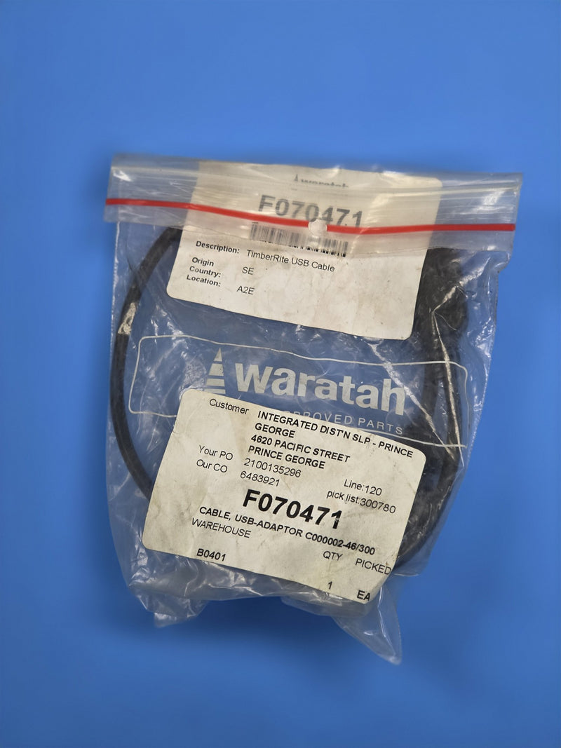 Waratah F070471 TimberRite USB adaptor cable coiled in its bag at AIM Rentals Prince George