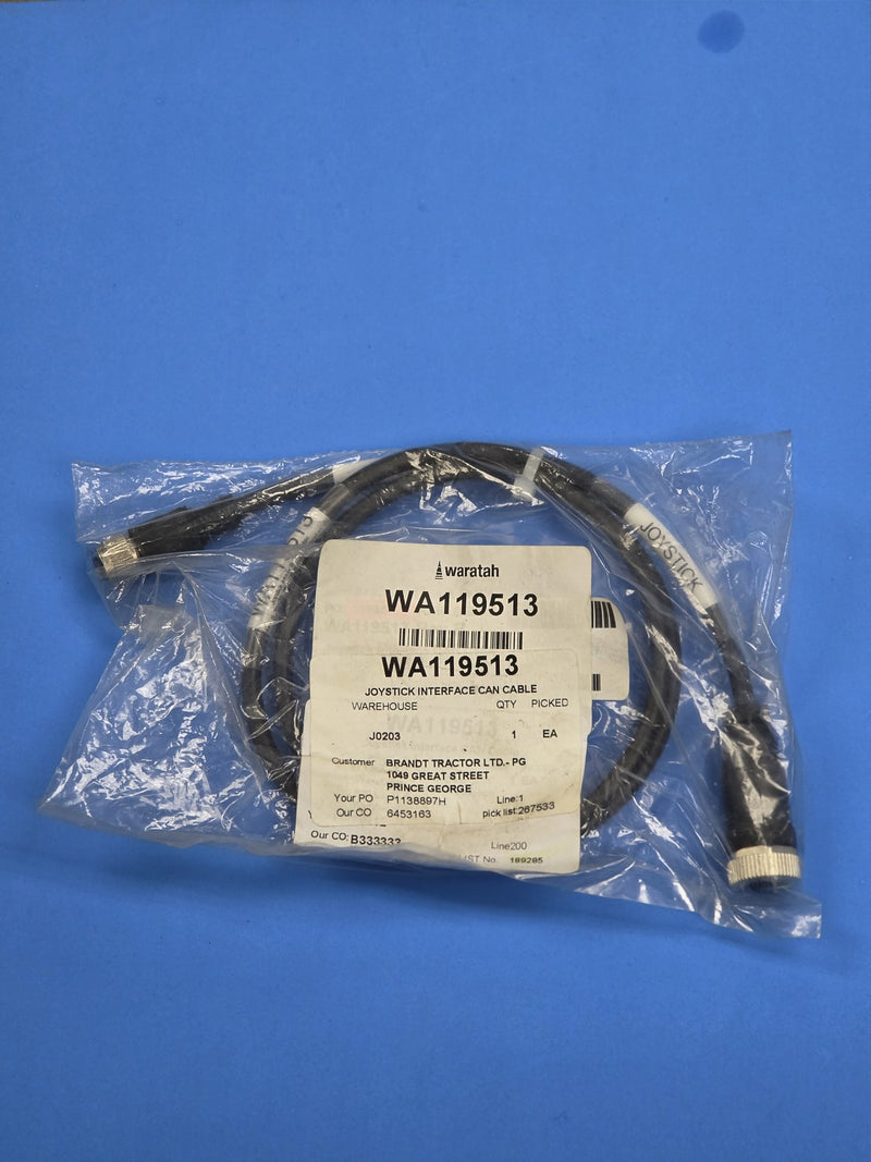 Waratah WA119513 joystick interface CAN cable with JOYSTICK marker sleeves, bagged at AIM Rentals Prince George