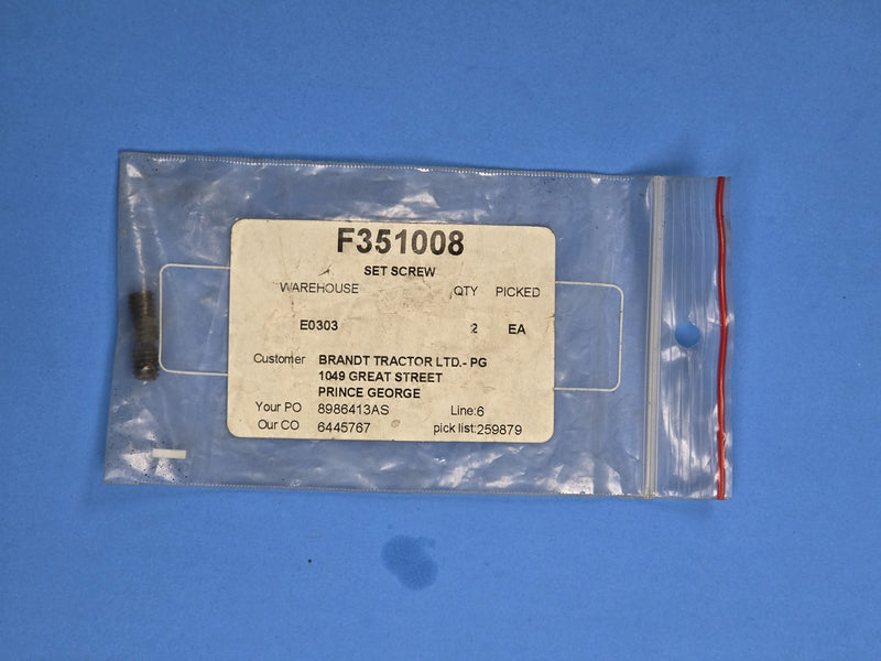 Waratah F351008 set screw in the original Waratah pick bag at AIM Rentals Prince George