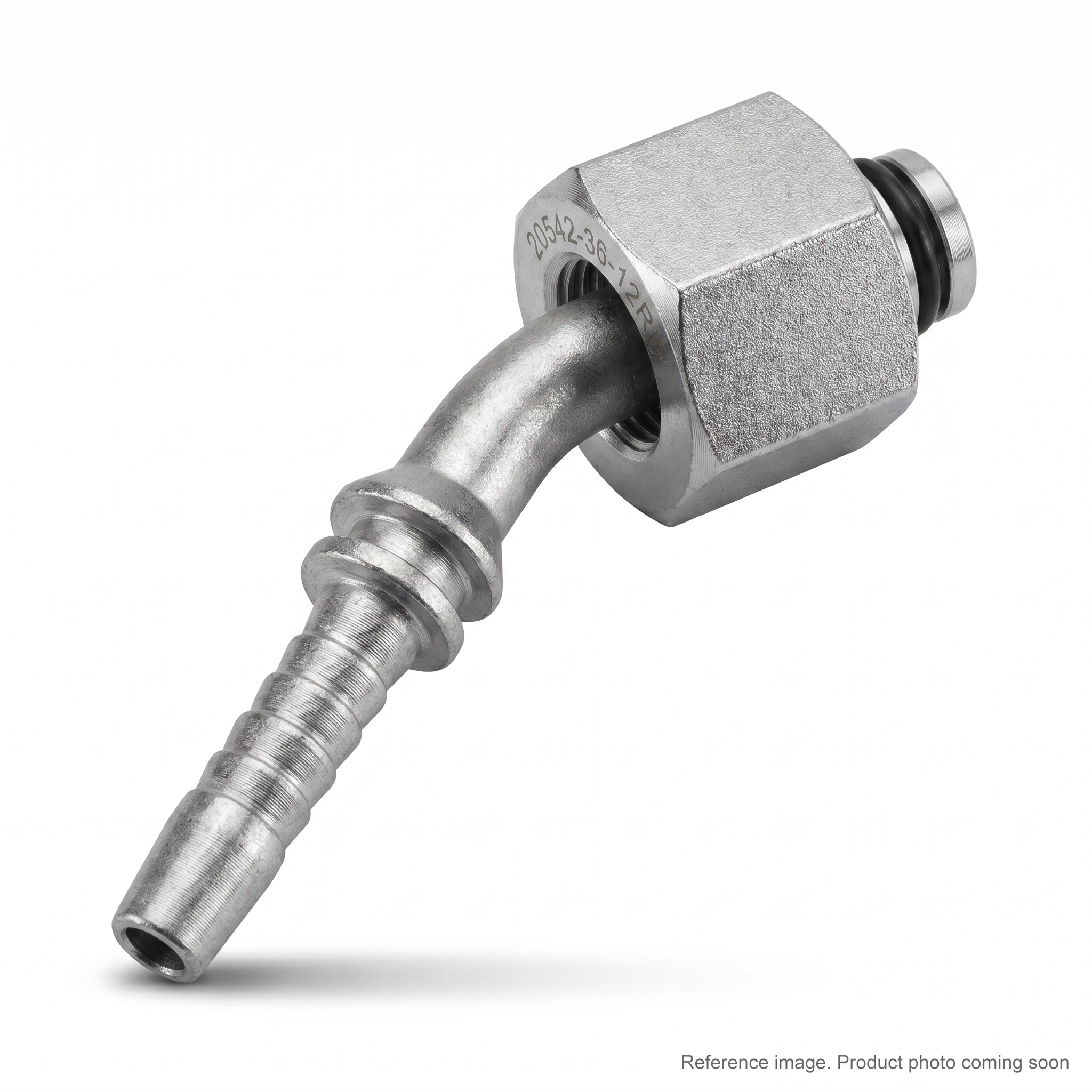 Aftermarket 20542-36-12RW 45 Degree Metric Female DKO Hydraulic Fitting three-quarter angle product photo | stocked in BC, ships Canada-wide