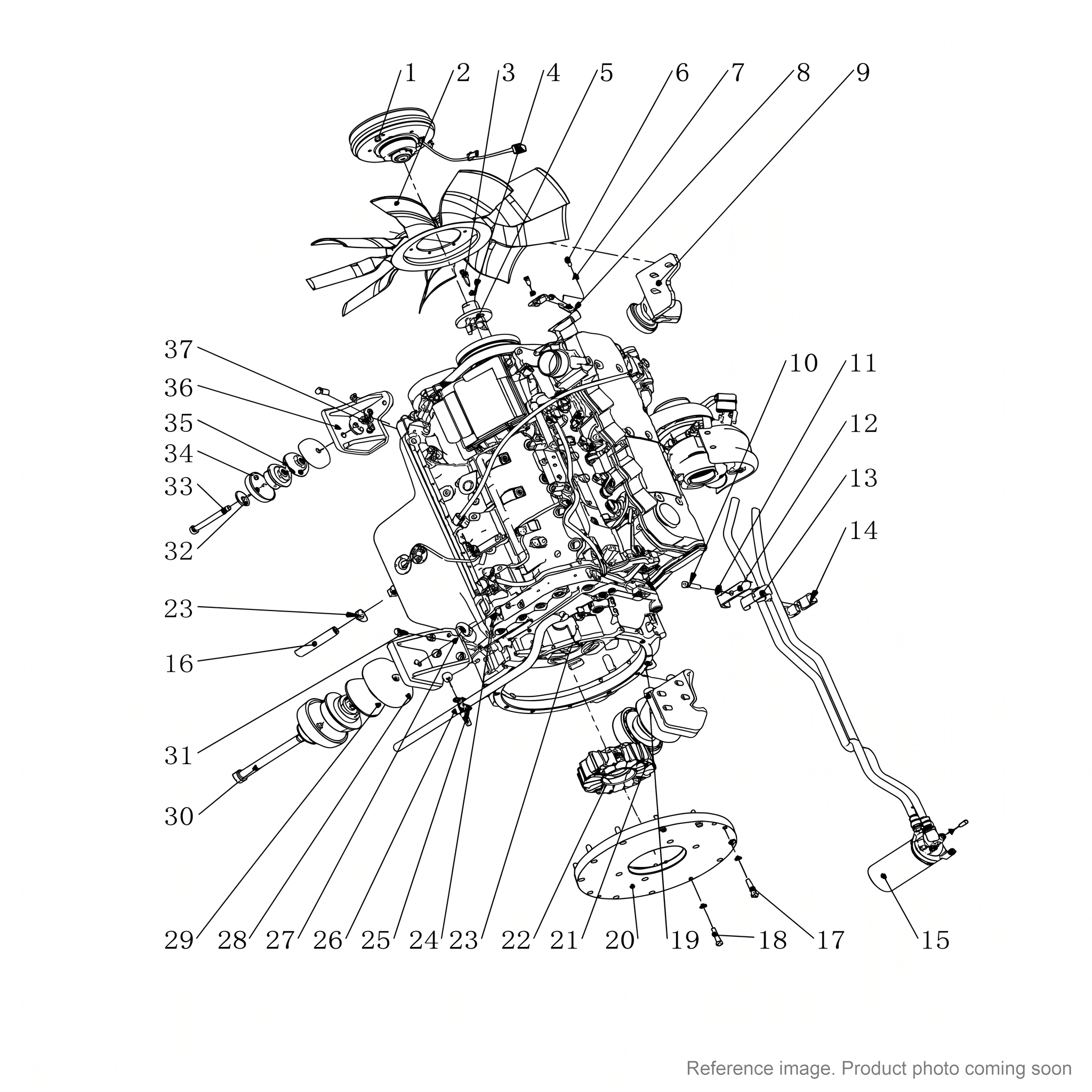 XCMG 253600884 Engine Component three-quarter angle product photo | stocked in BC, ships Canada-wide