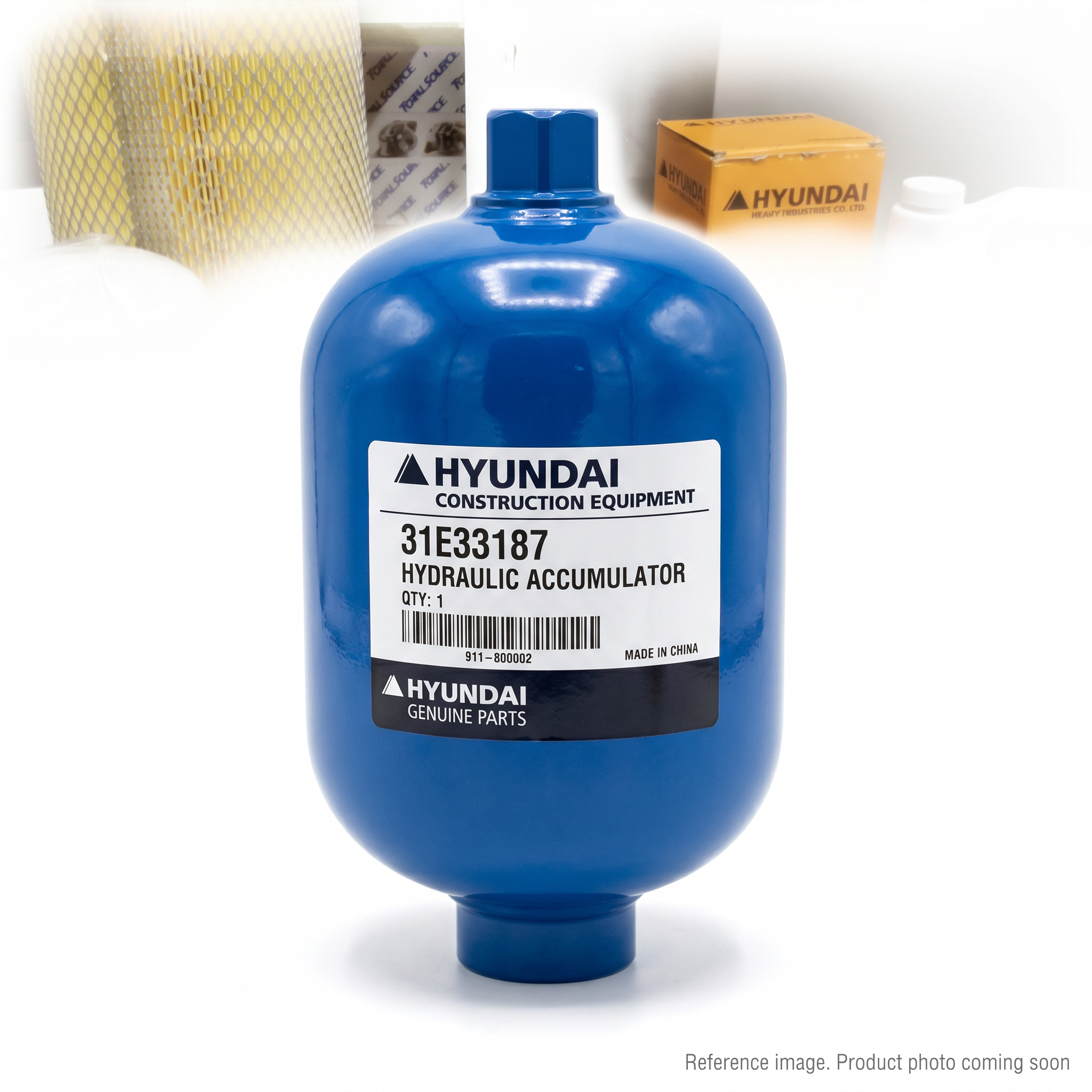 Hyundai 31E33187 Hydraulic Accumulator three-quarter angle product photo | stocked in BC, ships Canada-wide