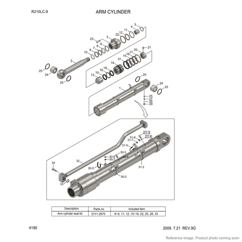 Genuine Hyundai 31Y132870 Hydraulic Cylinder Parts for HX260L R250LC-9