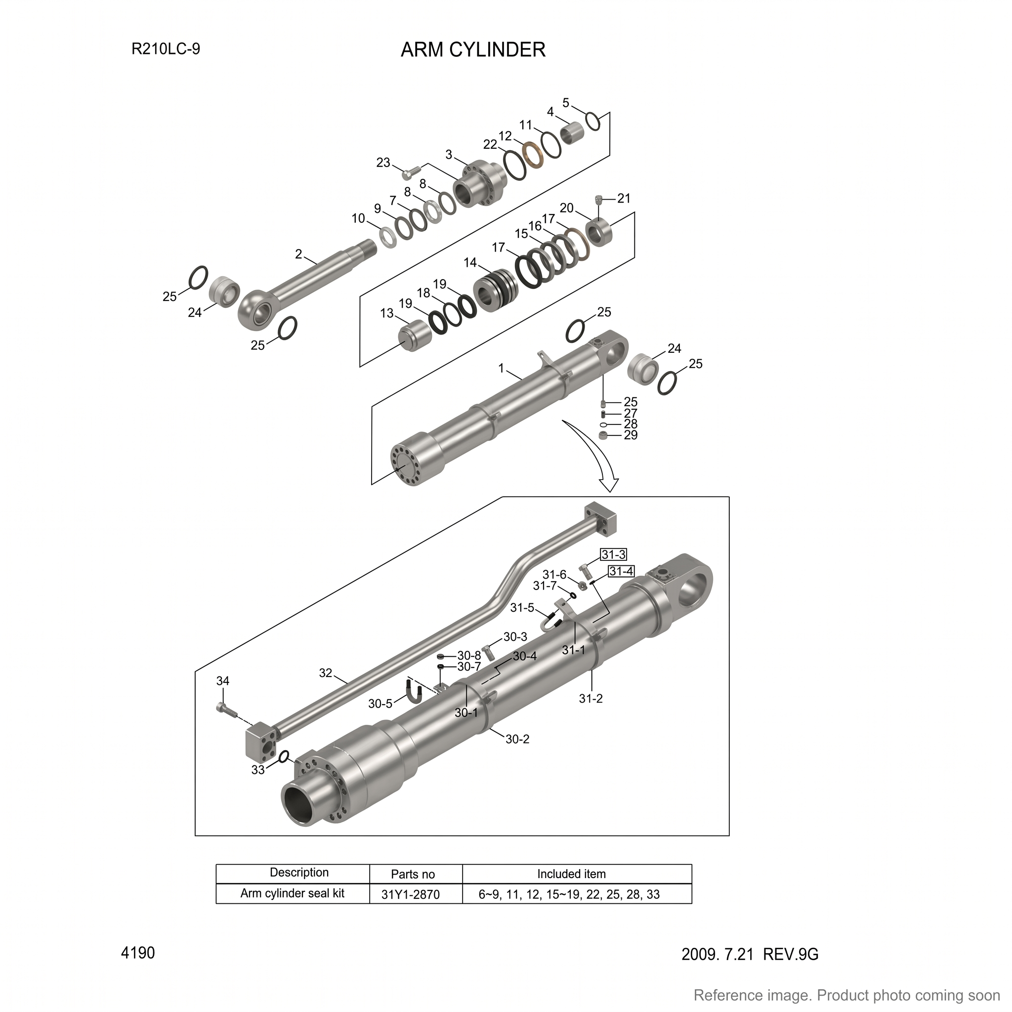 Hyundai 31Y132870 Hydraulic Cylinder Parts front product photo | stocked in BC, ships Canada-wide