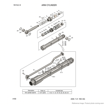 Hyundai 31Y132870 Hydraulic Cylinder Parts front product photo | stocked in BC, ships Canada-wide