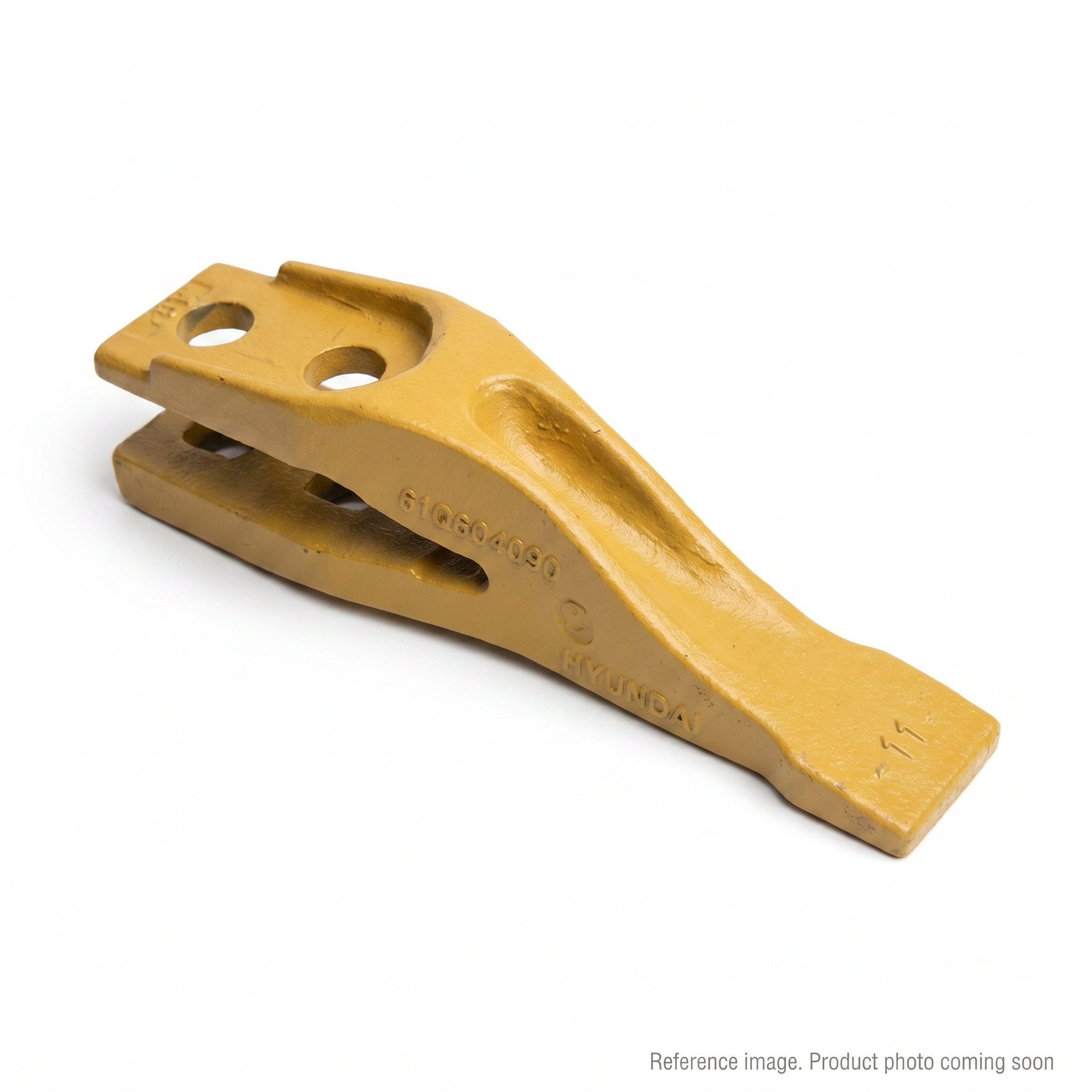 Hyundai 61Q604090 Bucket Tooth three-quarter angle product photo | stocked in BC, ships Canada-wide