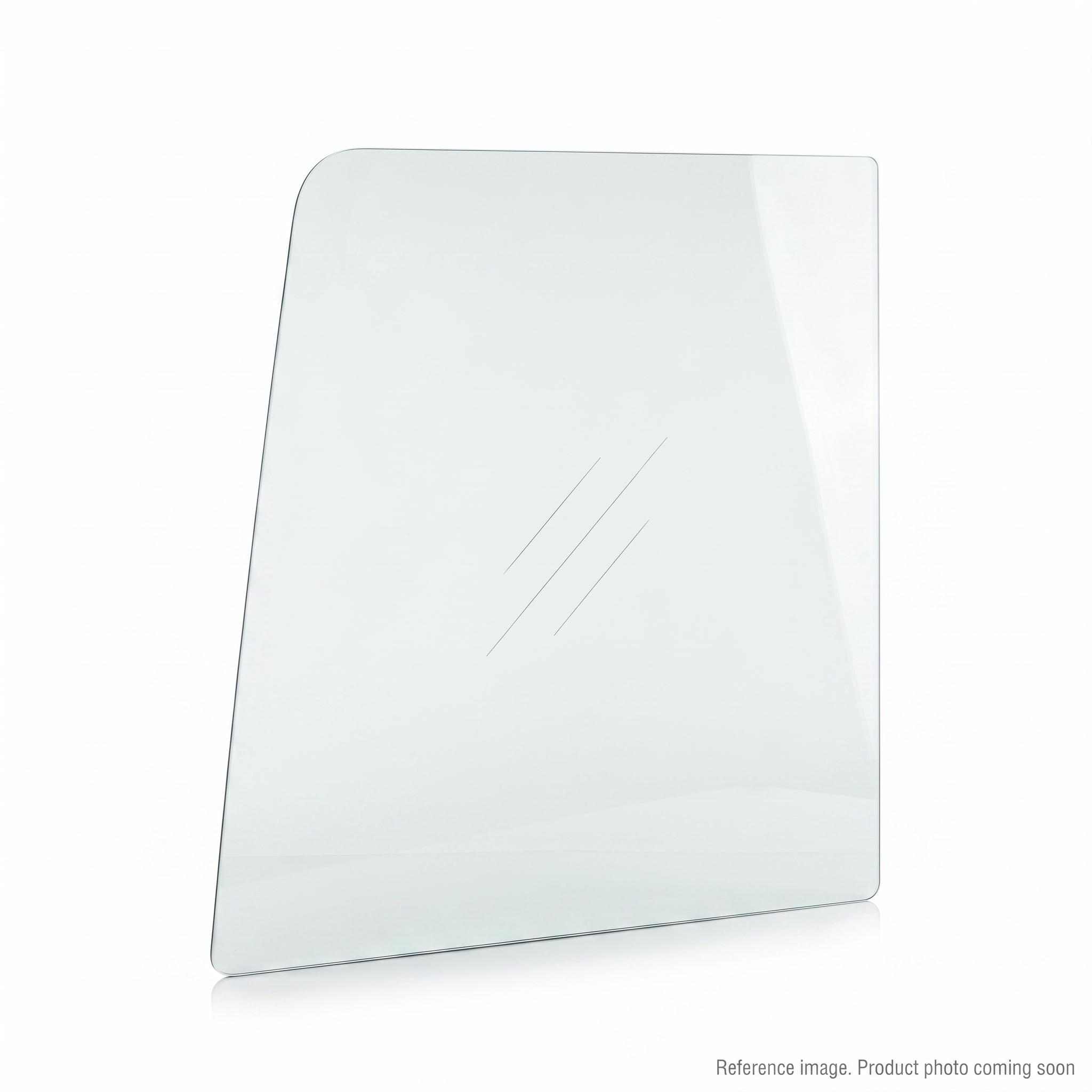 Hyundai 71LB01101 Wheel Loader Cab Side Glass LH three-quarter angle product photo | stocked in BC, ships Canada-wide