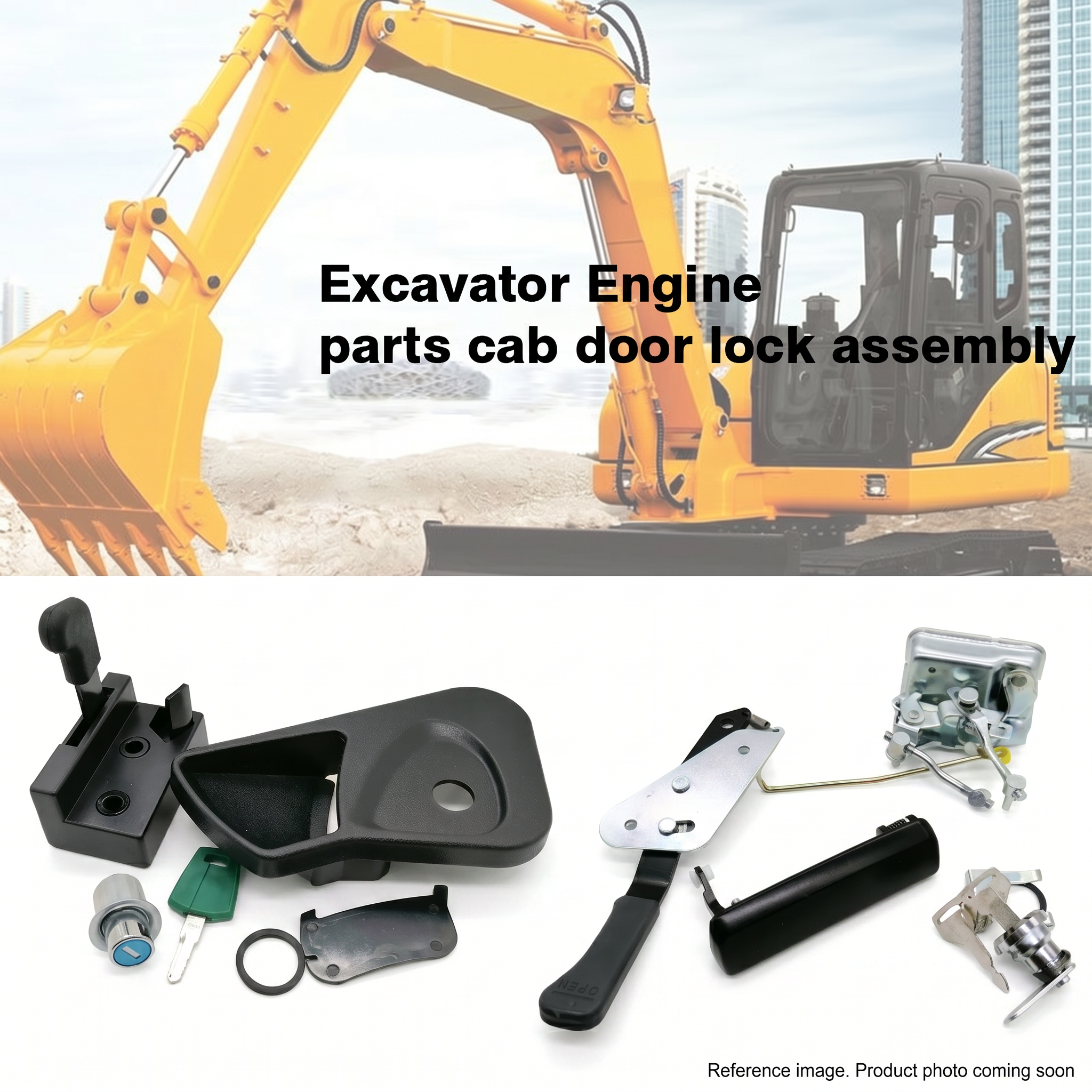 Hyundai Construction Equipment 71LM21792 Cab Door Linkages three-quarter angle product photo | stocked in BC, ships Canada-wide