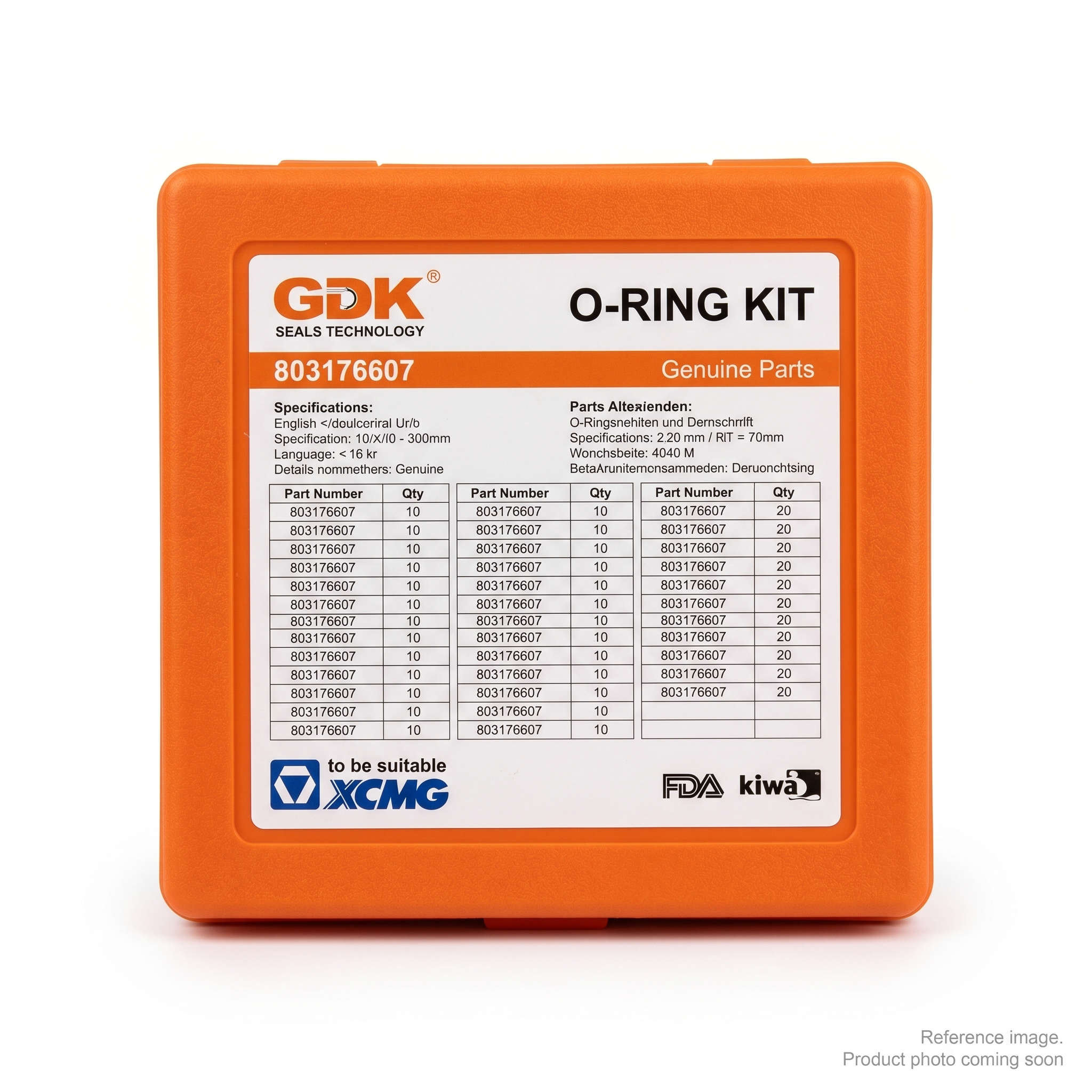 XCMG 803176607 O-Ring alternate angle product photo | stocked in BC, ships Canada-wide