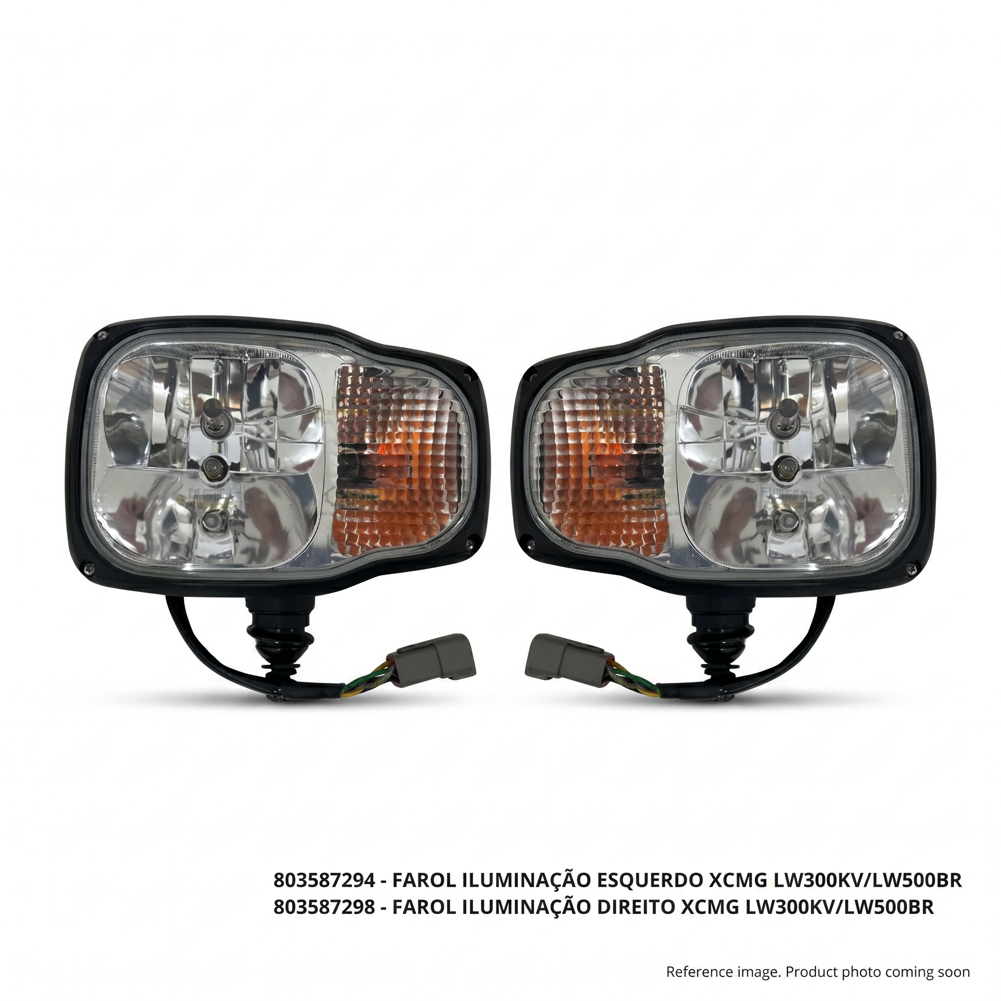 XCMG 803587294 Headlights three-quarter angle product photo | stocked in BC, ships Canada-wide