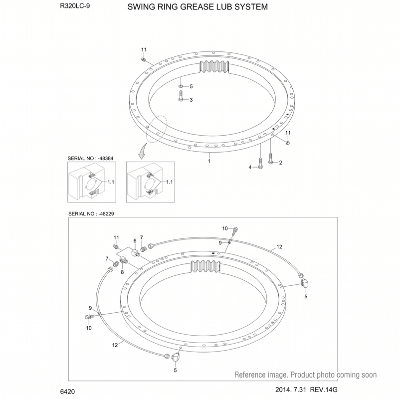 Genuine Hyundai Swing Bearing Seal 82EN10042 for R250LC-9 excavator – OEM HCE part, BC-stocked