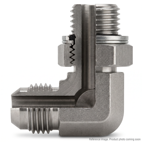 Adaptall 9069-06-14 90-degree elbow hydraulic adapter 3/8 male JIC M14 male metric