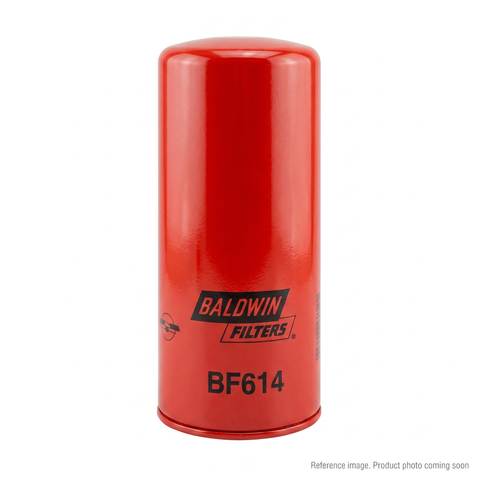 Genuine Baldwin BF614 fuel spin-on filter 1-14 thread 15 micron CAT 1R-0712, stocked Prince George BC