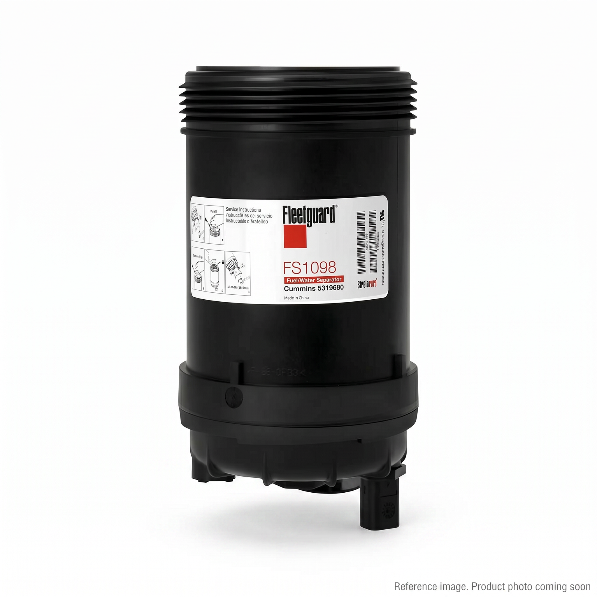 Fleetguard FS1098 Fuel/Water Separator three-quarter angle product photo | stocked in BC, ships Canada-wide