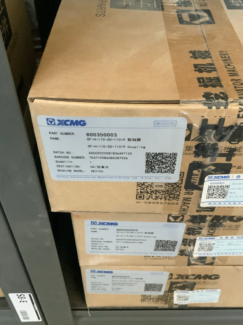 XCMG ORIGINAL 800350003 CF-H-110-Z0-11019 coupling cartons including XE210U label