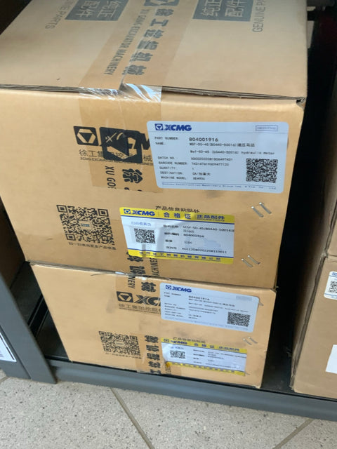 XCMG ORIGINAL 804001916 MSF-SD-45 hydraulic motor cartons and XE490U label