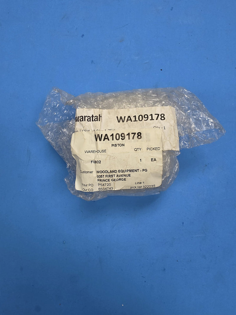 Waratah WA109178 piston in bubble wrap on Prince George BC shelf