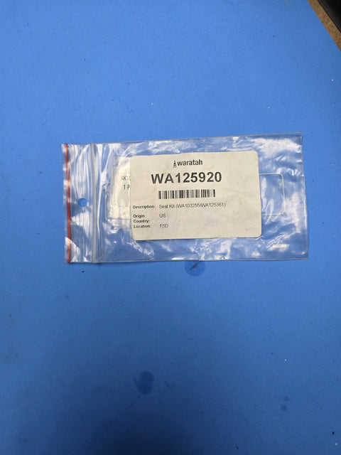 Genuine Waratah WA125920 cartridge seal kit bag with barcode label on Prince George BC shelf