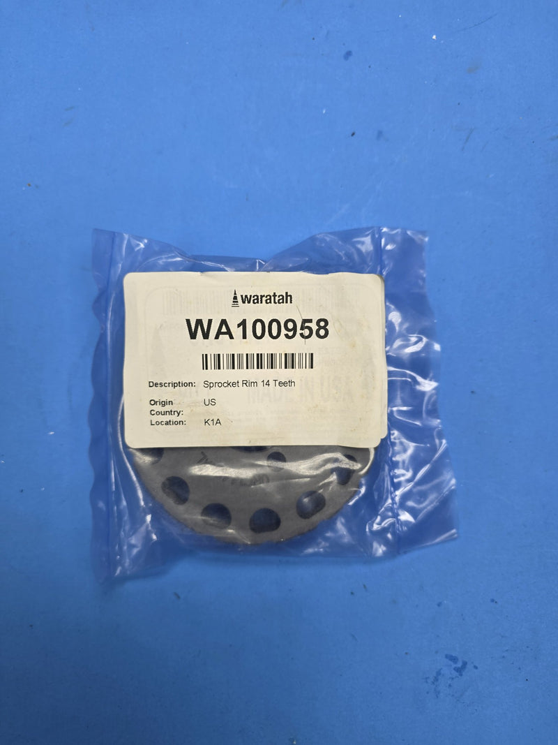Genuine Waratah WA100958 sprocket rim 14 teeth in a sealed bag on the Prince George BC shelf