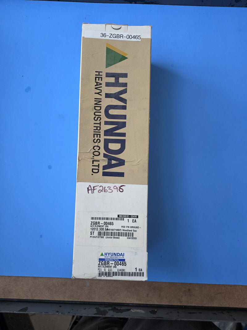 Genuine Hyundai ZGBR-00465 inner air cleaner element in the original Hyundai Heavy Industries genuine parts box, made in Germany