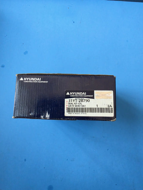 Genuine Hyundai Construction Equipment 31Y1-28790 hydraulic cylinder seal kit in the original black genuine parts box, made in Korea