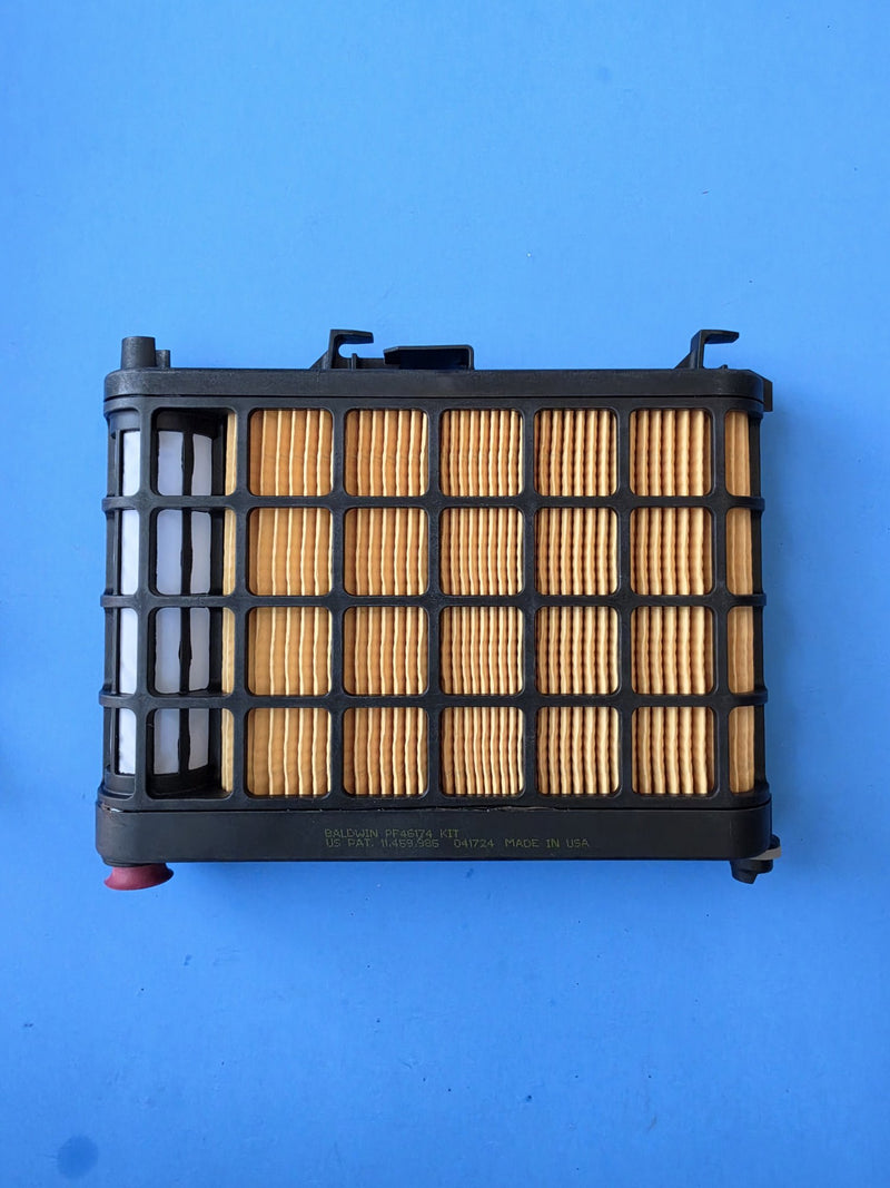 Baldwin PF46174 KIT fuel filter cartridge, bare part moulded with the Baldwin name and made in USA