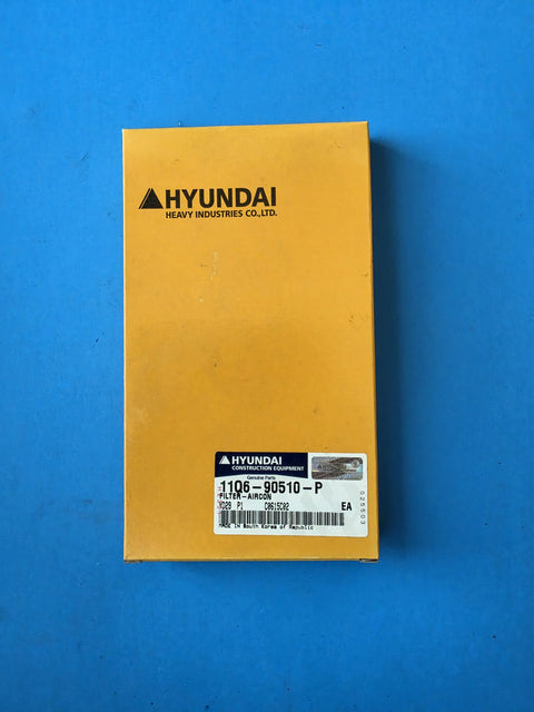 Genuine Hyundai Heavy Industries 11Q6-90510-P cabin air conditioning filter in the original yellow genuine parts box, made in South Korea
