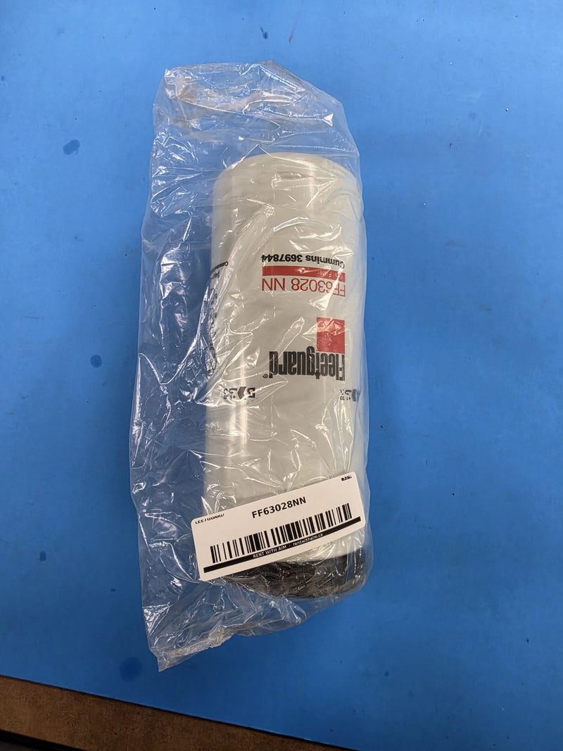 Genuine Fleetguard FF63028NN NanoNet fuel filter printed FF63028 NN with Cummins 3697844 on the can