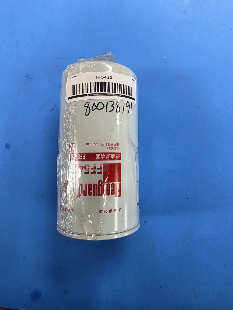 Genuine Fleetguard FF5421 fuel filter marked Cummins 3978040, with 800138191 hand written on the can