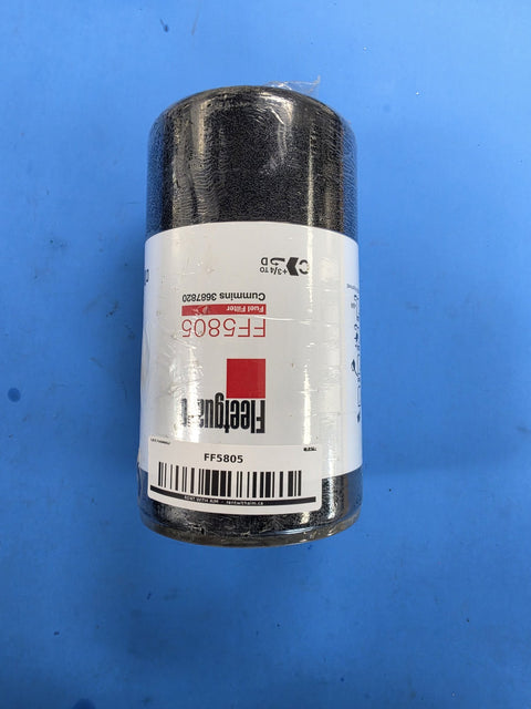 Genuine Fleetguard FF5805 fuel filter in a black can marked Cummins 3687820
