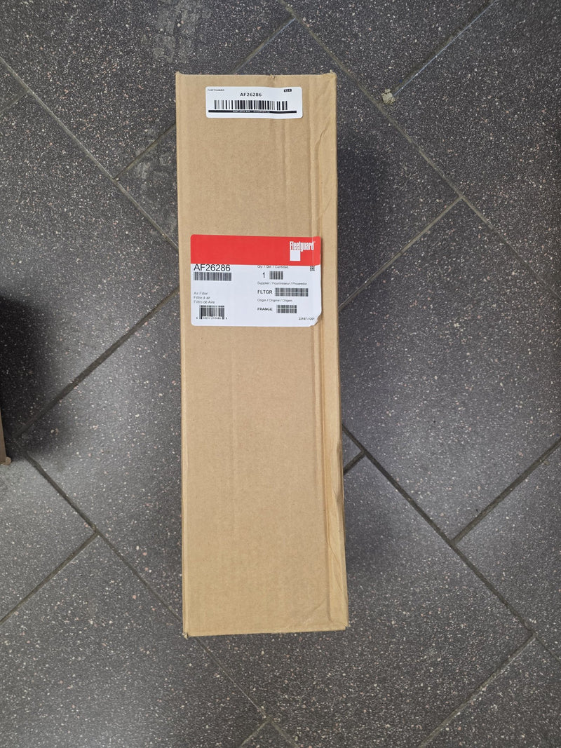 Genuine Fleetguard AF26286 secondary air filter in the original Fleetguard box, quantity one, origin France, marked 22187-1201