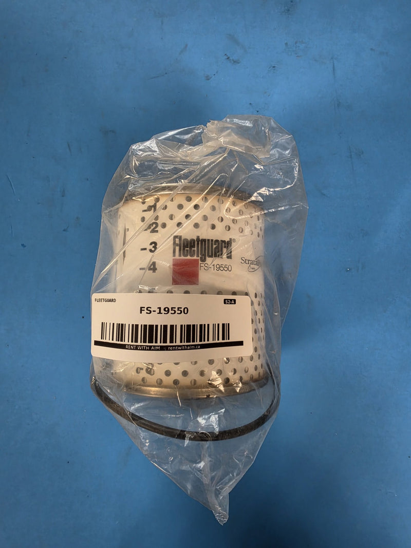 Genuine Fleetguard FS-19550 StrataPore fuel water separator element printed with a hyphen exactly as FS-19550